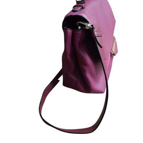 Kate Spade Purple Pebbled Leather Crossbody Satchel Bag Gold Hardware - Picture 8 of 16